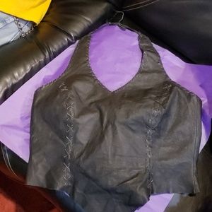 Leather Gallery Lace Up Halter Top